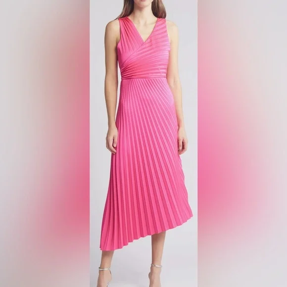 Sam Edelman | Dresses | Sam Edelman Womens Pink Satin Midi Dress Size  Asymmetric Hem | Poshmark